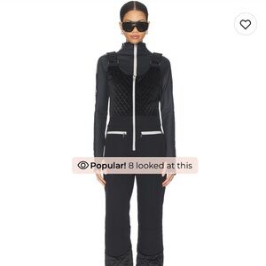 My Sunday Ski Women's Black Quilted Velvet Ski Overalls